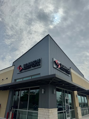 Picture of the exterior of Marshall Road Financial Center focusing on the corner