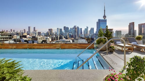 Seasonal rooftop pool at 1 Hotel Toronto.