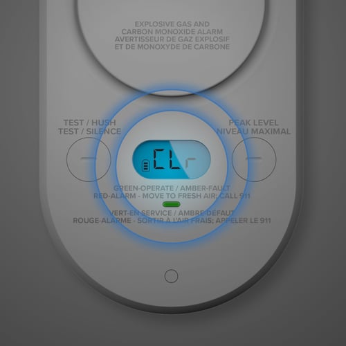 A close up of the device display that shows "clear."