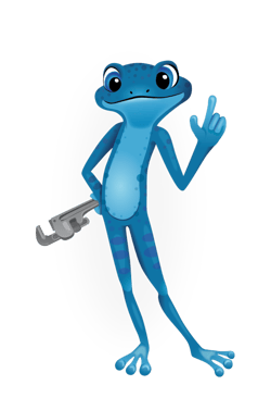 Photo of Freddie, bluefrog's handy mascot on the job