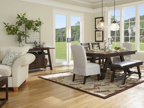 Contemporary patio doors in modern home.