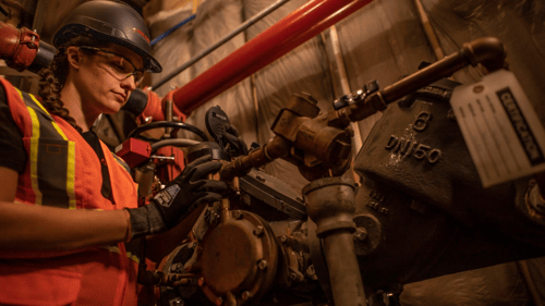 employee working on a fire system