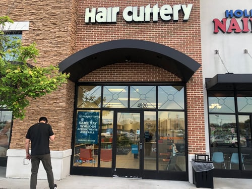 The front entrance of Hair Cuttery at Shoppes at Brookhaven.