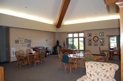Large dining, gathering area for activities in the great room at Avera Brady Assisted Living in Mitchell, SD.