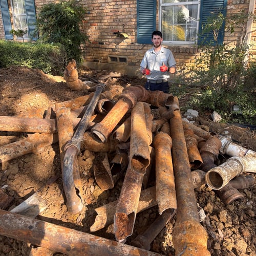 Plumber with cast iron sewer replacement in Denton, TX