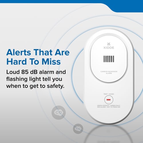 Alerts that are hard to miss. Loud 85 dB alarm and flashing light tell you when to get to safety.