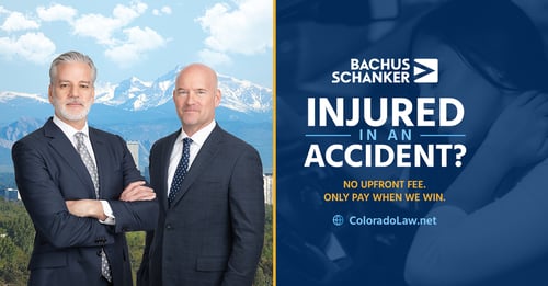 Bachus & Shanker with mountain background and text offering legal help for accidents.