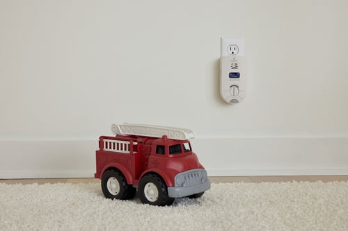 Toy Truck with IAQ device monitoring indoor air quality