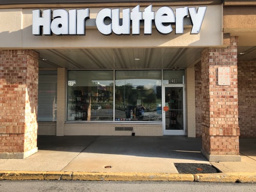 The front entrance of Hair Cuttery at Valley Forge Shopping Center.