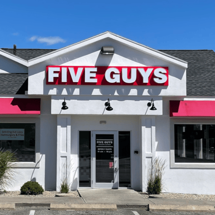 Entrance to the Five Guys at 1268 Riverdale Street in West Springfield Mass.