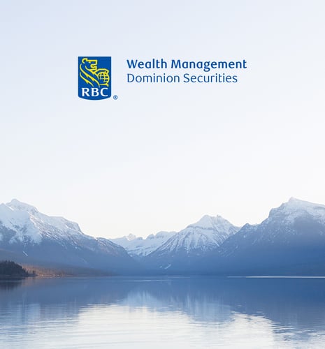 RBC Wealth Management Dominion Securities banner with mountain lake landscape