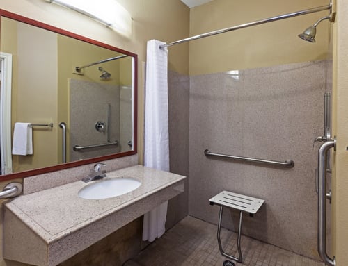 ADA/Handicapped accessible Guest Bathroom with roll-in shower