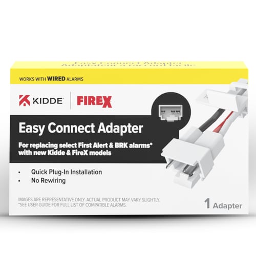 KA-B3: Easy connect adapter. For replacing selecting First Alert & BRK alarms* with new Kidde & FireX Models. Quick plug-in installation. No rewiring. Images are representative only. Actual products may vary slightly. *See user guide for full list of compatible alarms.