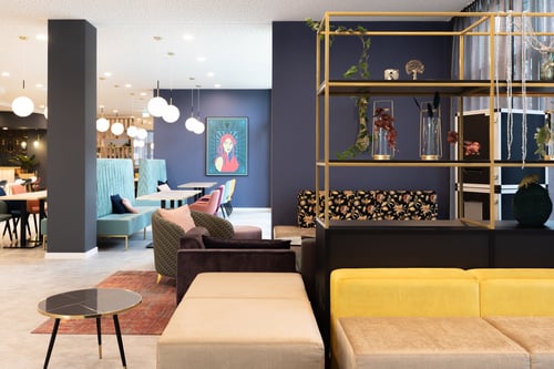 Feel at home in our modern living lobby at our design hotel