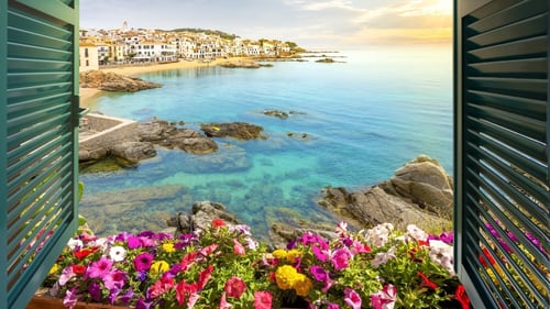 View of Calella de Palafrugell, Spain, on the Costa Brava coast