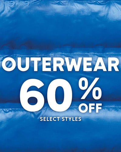 Columbia outerwear event promotion 60% off select styles.