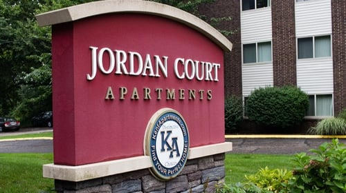Property Signage at Jordan Court Apartments, Integrity Realty, Kent, OH