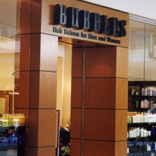 Picture from out front of the Bubbles Salon