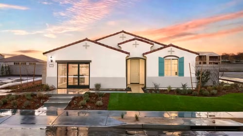 Street view of model homes in Canter at Morgan Crossing by Centex in Hemet, CA.