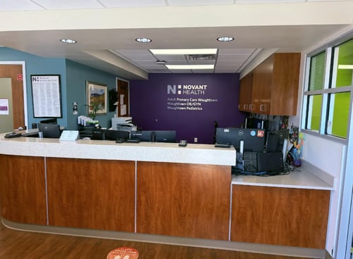 Reception desk for Novant Health Waughtown OB/GYN and Adult Primary Care
