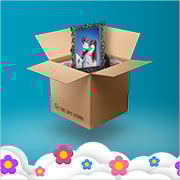 CAJA DE LA MARCA THE UPS STORE CON MARCO DE FOTOS EN SU INTERIOR.