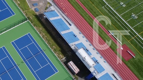 aerial view of tennis courts