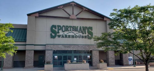 The front entrance of Sportsman's Warehouse in Thornton