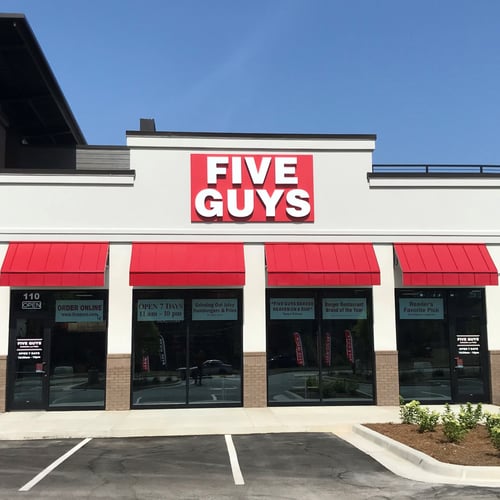 Five Guys at 100 Moon Shot Drive Suite 110 in Madison Alabama.
