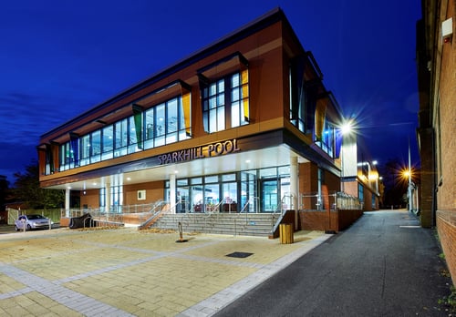 Outside the main entrance of Sparkhill Pool & Fitness Centre