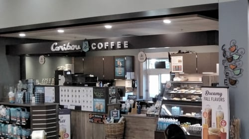 Storefront of the Caribou Coffee at 609 N Spring Street in Beaver Dam