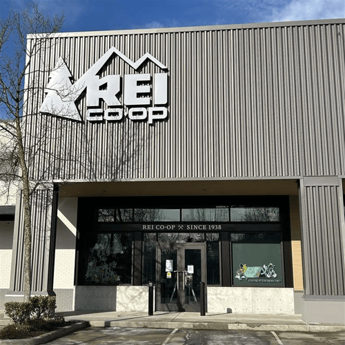 The front of the REI store in Lynnwood, Washington