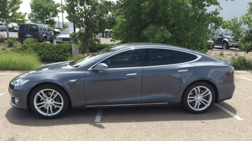 gray car with tinted windows