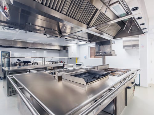 A photo of a commercial kitchen where a Suppression System would be installed.