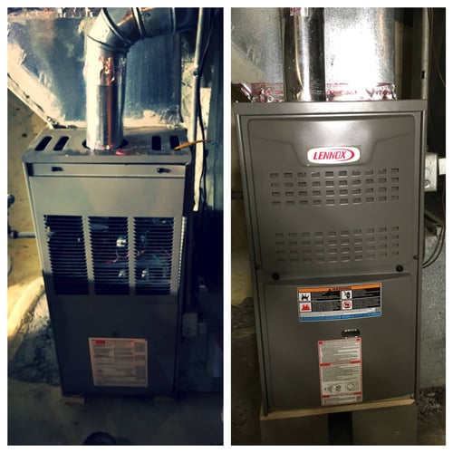 Before and after furnace unit replacement