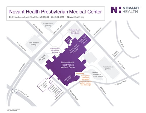 Campus map for Novant Health Presbyterian Medical Center