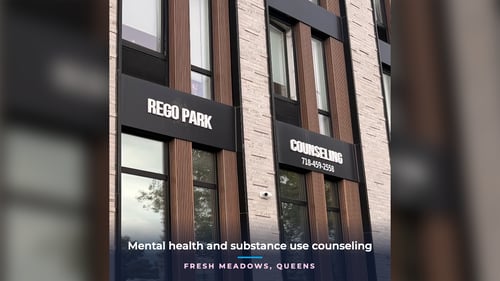 Rego Park Counseling building and sign on Parsons Boulevard, Fresh Meadows, Queens