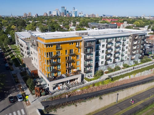 Aerial View at Track 29 Apartments, Minneapolis, MN