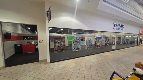 All In Adventures Escape Rooms Storefront located at Valley View Mall in Roanoke, VA with multiple escape room themes that are perfect for all ages.