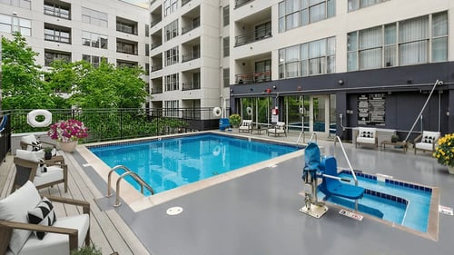 Apartment building with pool at AVIA on Pike Street, Seattle
