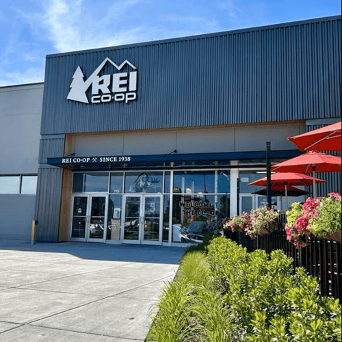 The front of the REI store in Conshohocken, Pennsylvania