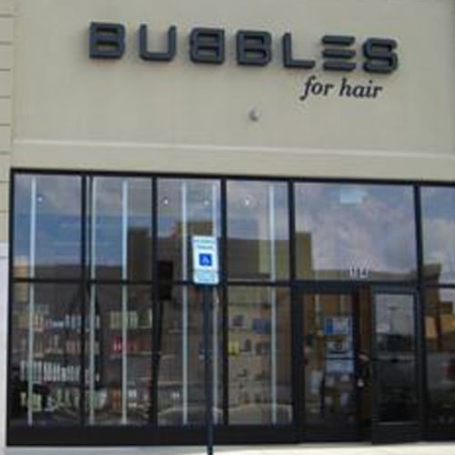 Picture from out front of the Bubbles Salon