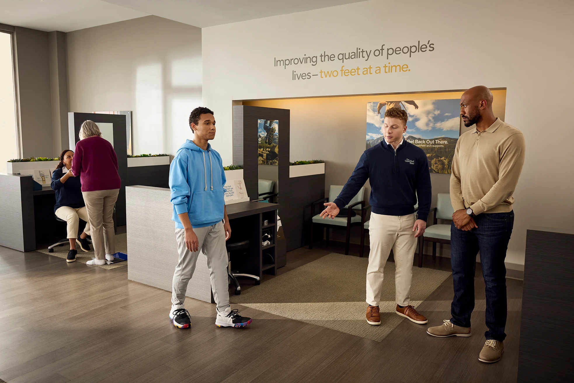 person getting personalized fitting at The Good Feet Store by Arch Support Specialist