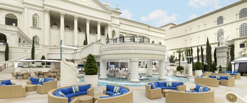 Fortuna Pool in Garden of the Gods at Caesars Palace Las Vegas..