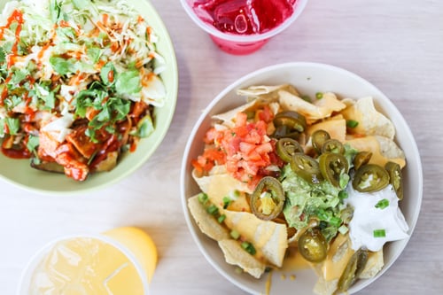 nachos queso chips chicken steak beef