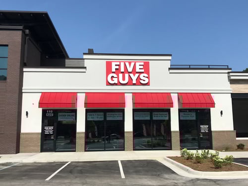 Five Guys at 100 Moon Shot Drive, Suite 110, in Madison, Alabama.