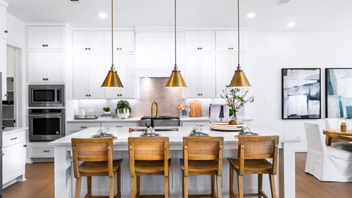 Chef-inspired kitchen with beautiful cabinetry, premium appliances and expansive kitchen island