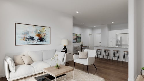 Spacious living room at Forge65, Pleasant Hill, IA