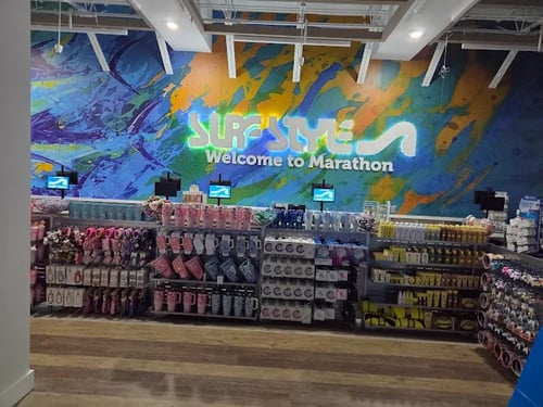 Surf Style 170, the World's Largest Beach Store check-out area.