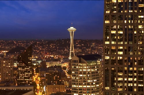 View of the Space Needle taken from hotel 'view' room.