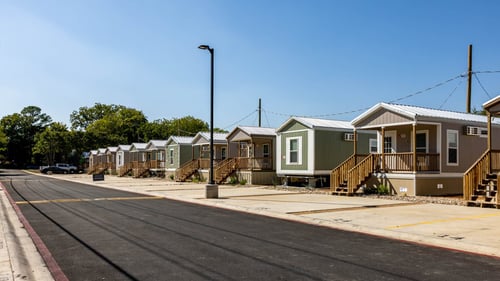 Manufactured homes at at Aldea MHC in Fort Worth, Texas